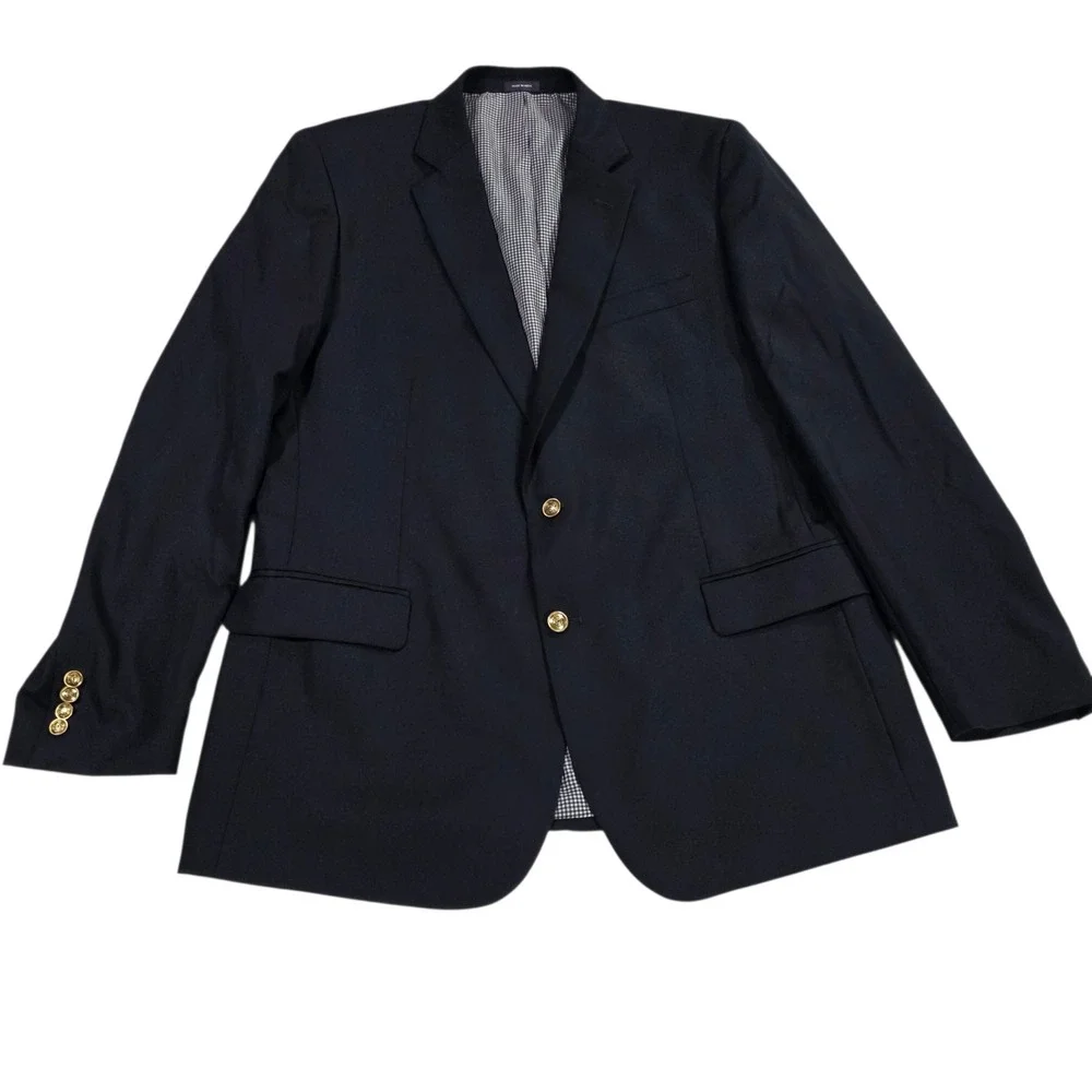 Stafford Suit Jacket Mens 46L Navy Blue‎ Executive Classic Fit Two Button Blazer